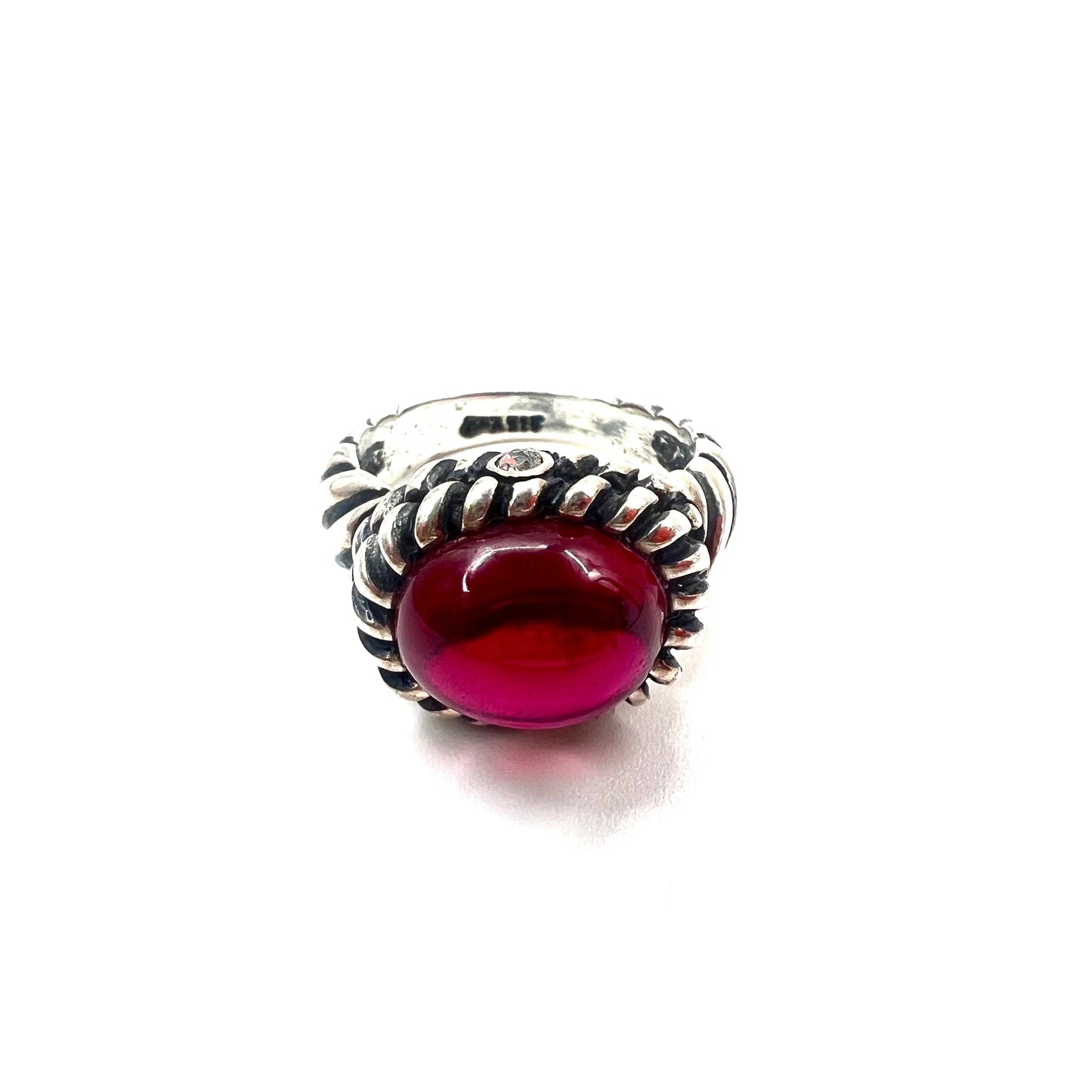 Vintage Silver Ring Silver Color Stone Ring Ring No. 12 Red Silver ...