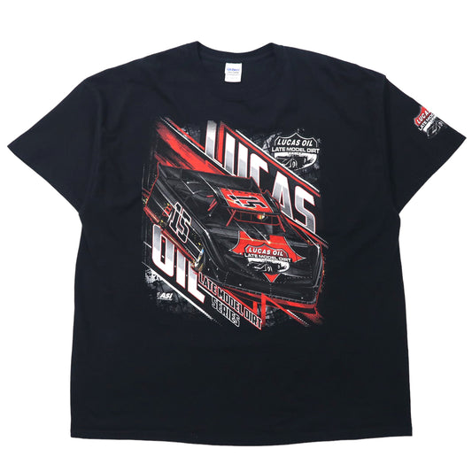 日本然リトテ-古着オンライン-GILDAN レーシングカー 両面プリント Tシャツ 2XL ブラック コットン LUCAS OIL ビッグサイズ-