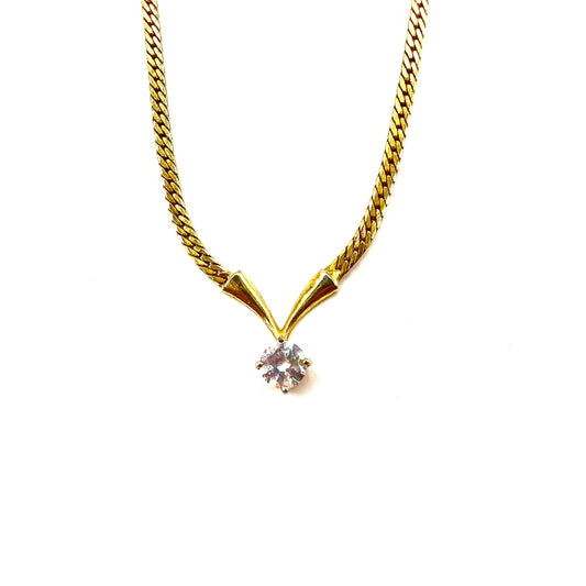 日本然リトテ-古着オンライン-Vintage Gold Necklace 喜平 チェーンネックレス ゴールド カラーストーン-