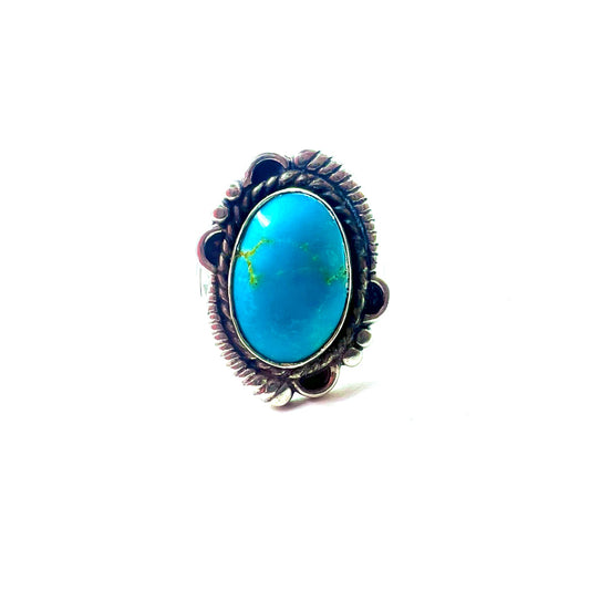 Vintage Navajo Turquoise Ring インディアンジュエリー ナバホ族 ターコイズリング 指輪 9号 STERLING SILVER ブルー ピンキーリング