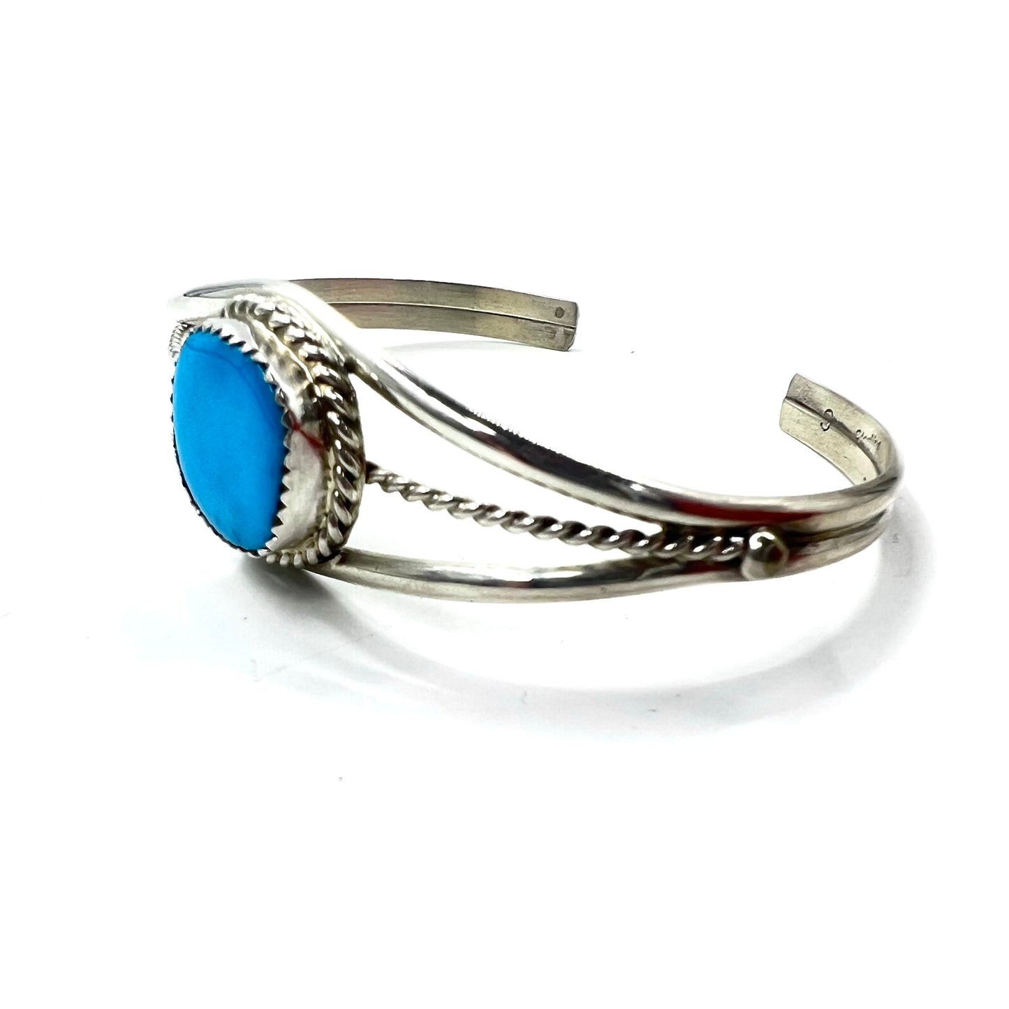 Navajo Vintage Turquoise Bracelet ナバホ族 インディアンジュエリー バングル ターコイズ STERLING シルバー SILVER