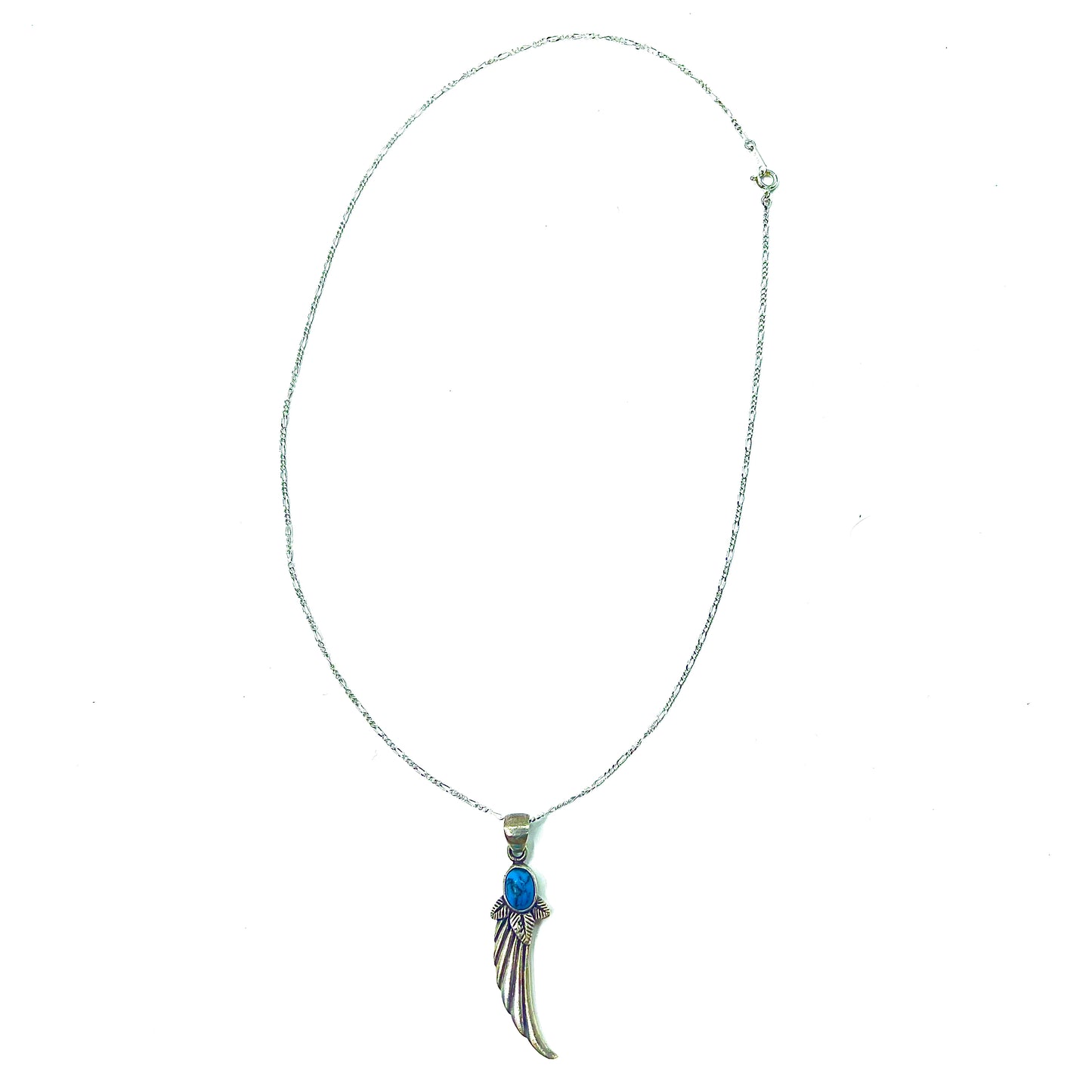 Silver Feather Necklace シルバー フェザーネックレス ターコイズ SILVER 925 フィガロチェーン