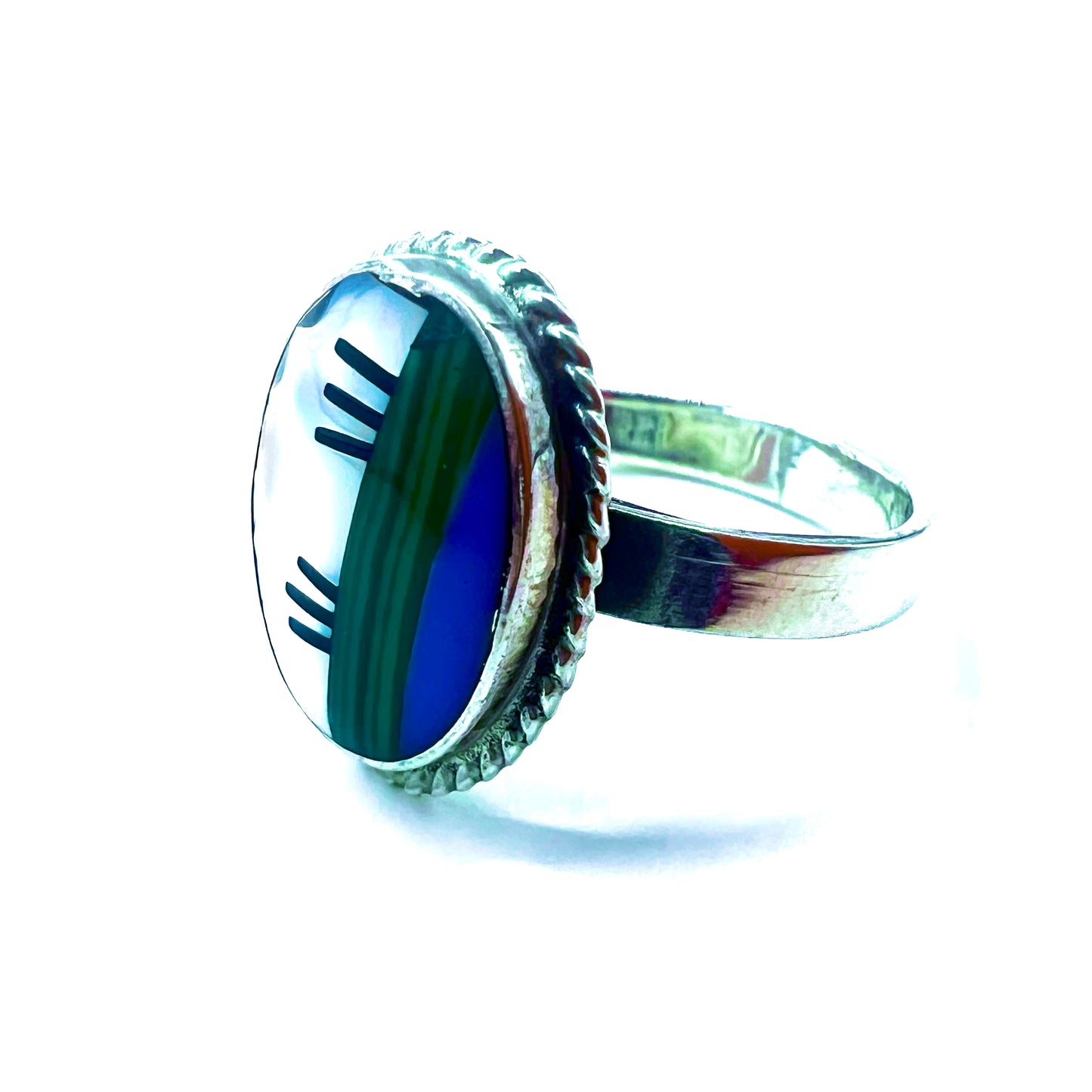 Vintage Indian Jewelry Ring ズニ族 インディアンジュエリー インレイ リング 指輪 11号 マルチカラー SILVER 925