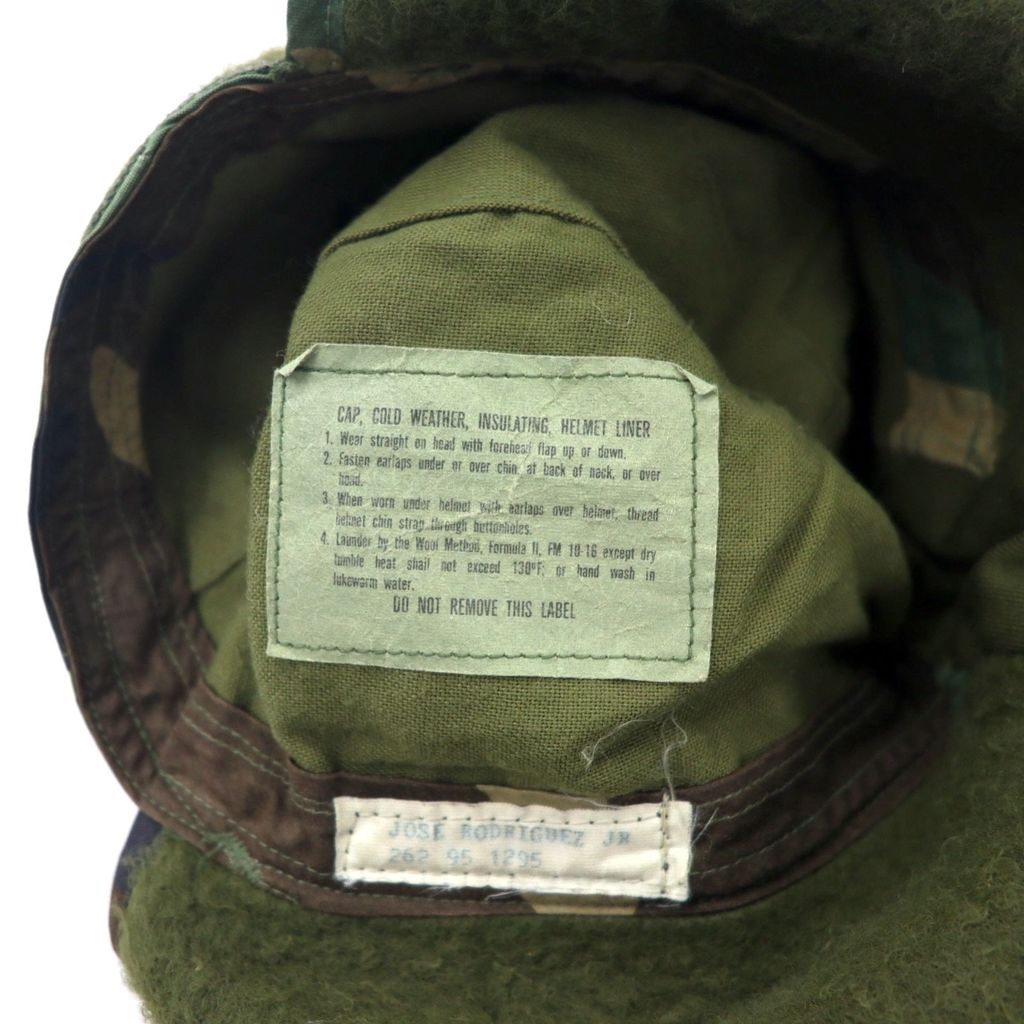 US ARMY 米軍 フライトキャップ ヘルメットライナーキャップ M-65 57.7cm カーキ カモフラ コットン ミリタリー CAP COLD WEATHER INSULATING HELMET LINER WOODLAND CAMOUFLAGE 8415-01-099-7846 PROTECTIVE APPAREL CORP OF AMERICA