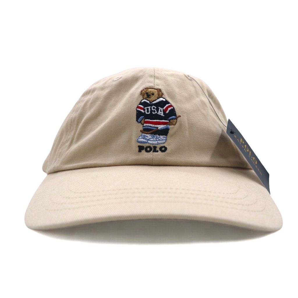 POLO RALPH LAUREN ポロベア ベースボールキャップ ONE ベージュ コットン ロゴ刺繍 710548524004 BSR 未使用品