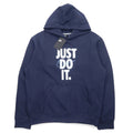 日本然リトテ-古着オンライン-NIKE プルオーバーパーカー L ネイビー コットン 裏起毛 スウッシュロゴ JUST DO IT HOODIE 928717-451 未使用品-NIKE Pullover Hoodie L Navy Cotton brushed lining Swoosh Logo JUST DO IT HOODIE 928717-451 Unused