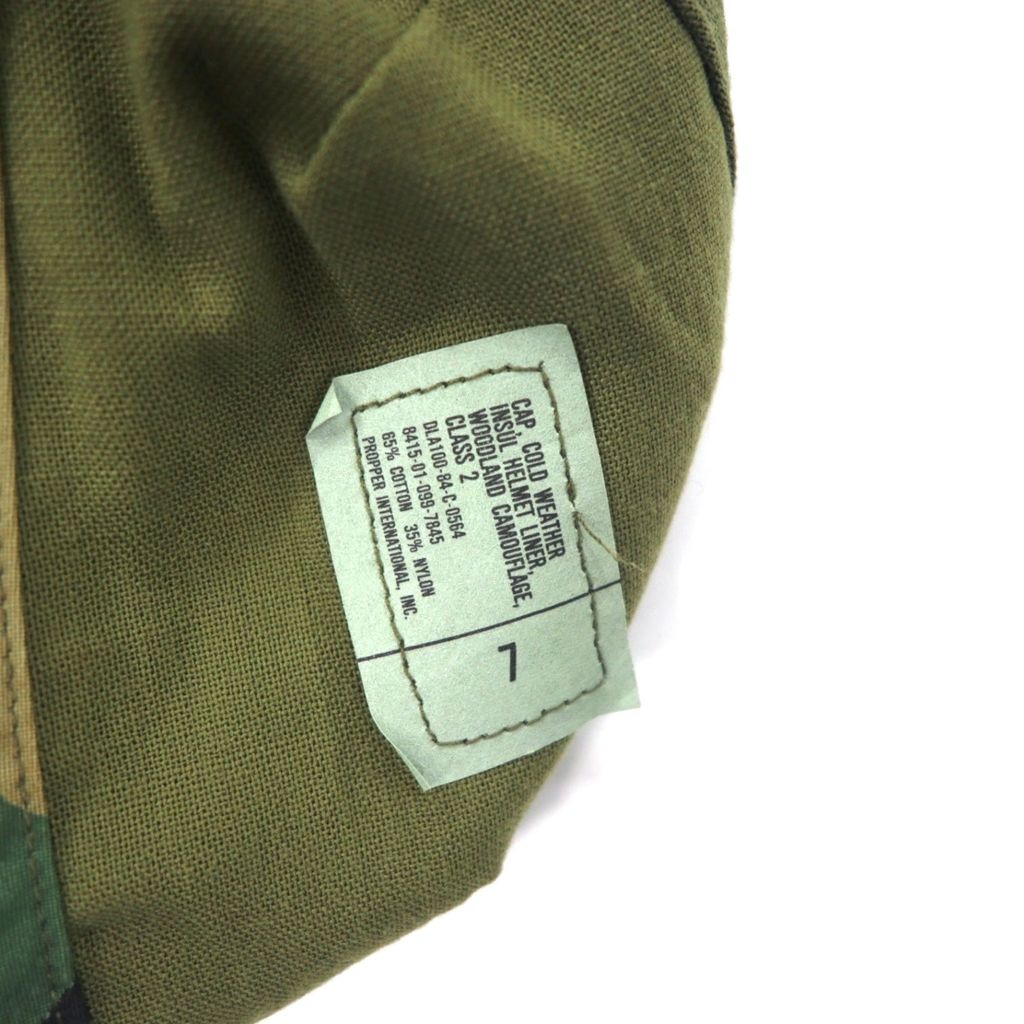 US ARMY 80年代 米軍 フライトキャップ ヘルメットライナーキャップ M-65 55-57cm カーキ カモフラ ミリタリー CAP COLD WEATHER INSULATING HELMET LINER 8415-01-099-7845 PROPPER INTERNATIONAL, INC.