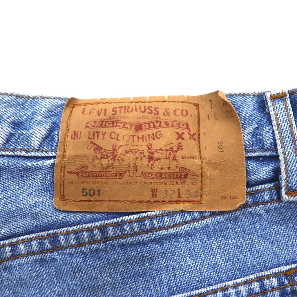 Levi's 90s USA made 501 denim pants size 32 blue cotton button fly button back 524 501-0125