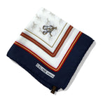 CELINE Made in Italy Old Scarf Navy White Silk Horse Harness All-over Pattern Unused