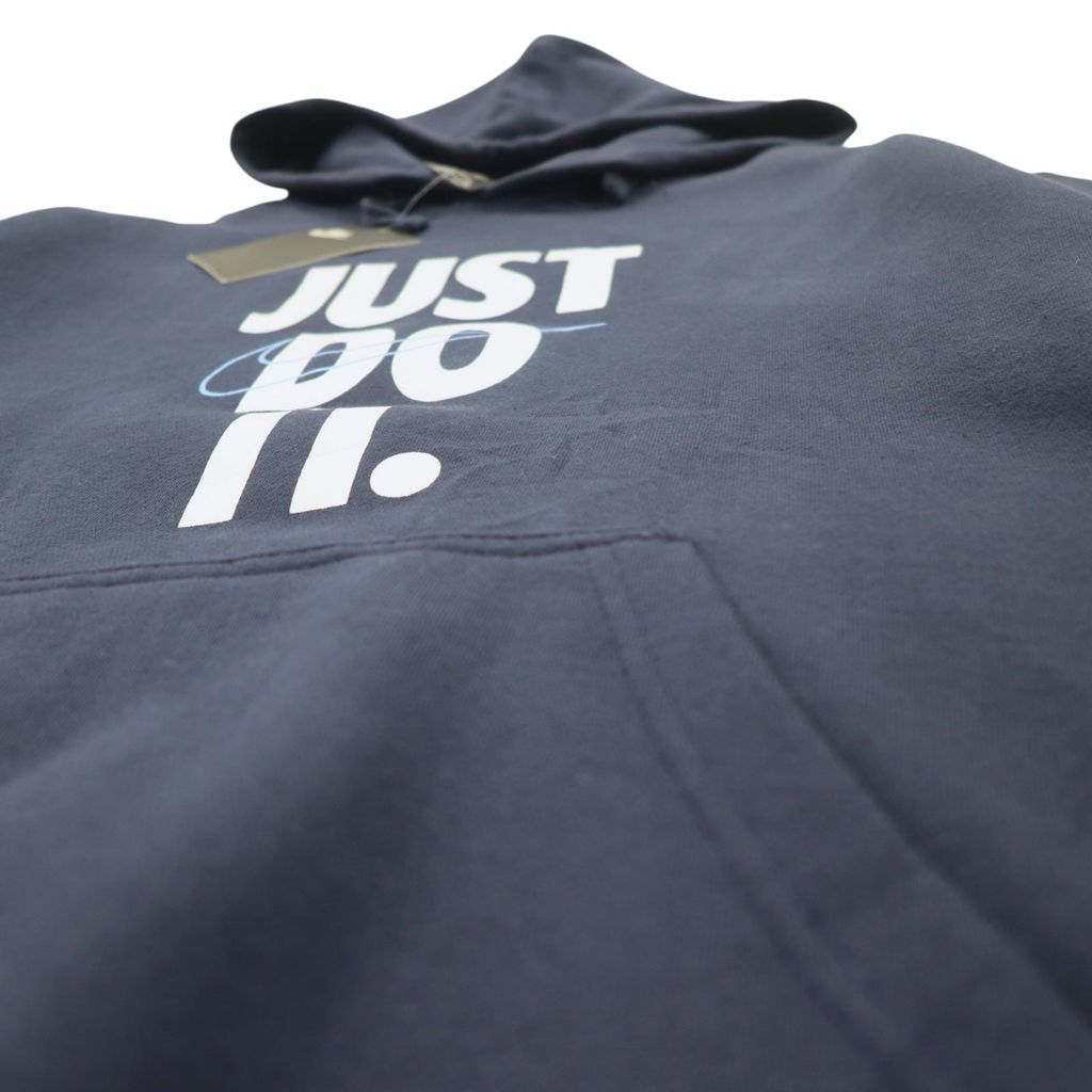 NIKE プルオーバーパーカー L ネイビー コットン 裏起毛 スウッシュロゴ JUST DO IT HOODIE 928717-451 未使用品