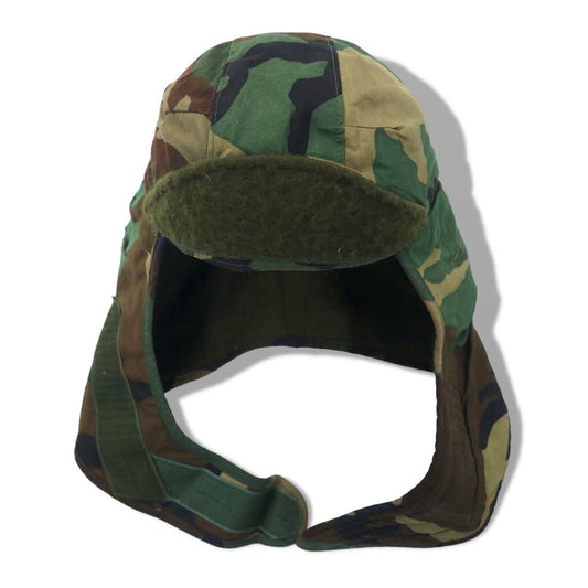 US ARMY 米軍 フライトキャップ ヘルメットライナーキャップ M-65 57.7cm カーキ カモフラ コットン ミリタリー CAP COLD WEATHER INSULATING HELMET LINER WOODLAND CAMOUFLAGE 8415-01-099-7846 PROTECTIVE APPAREL CORP OF AMERICA