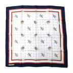 CELINE Made in Italy Old Scarf Navy White Silk Horse Harness All-over Pattern Unused