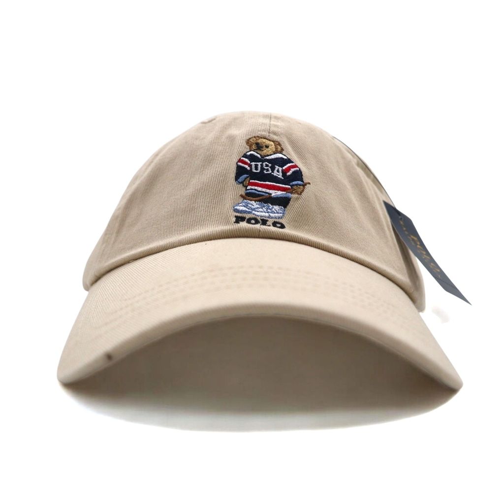 POLO RALPH LAUREN ポロベア ベースボールキャップ ONE ベージュ コットン ロゴ刺繍 710548524004 BSR 未使用品