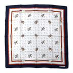 日本然リトテ-古着オンライン-CELINE イタリア製 オールド スカーフ ネイビー ホワイト シルク 馬具 ホース 総柄 未使用品-CELINE Italy Made Vintage Scarf Navy White Silk Horse Tackle Hose patterned Unused