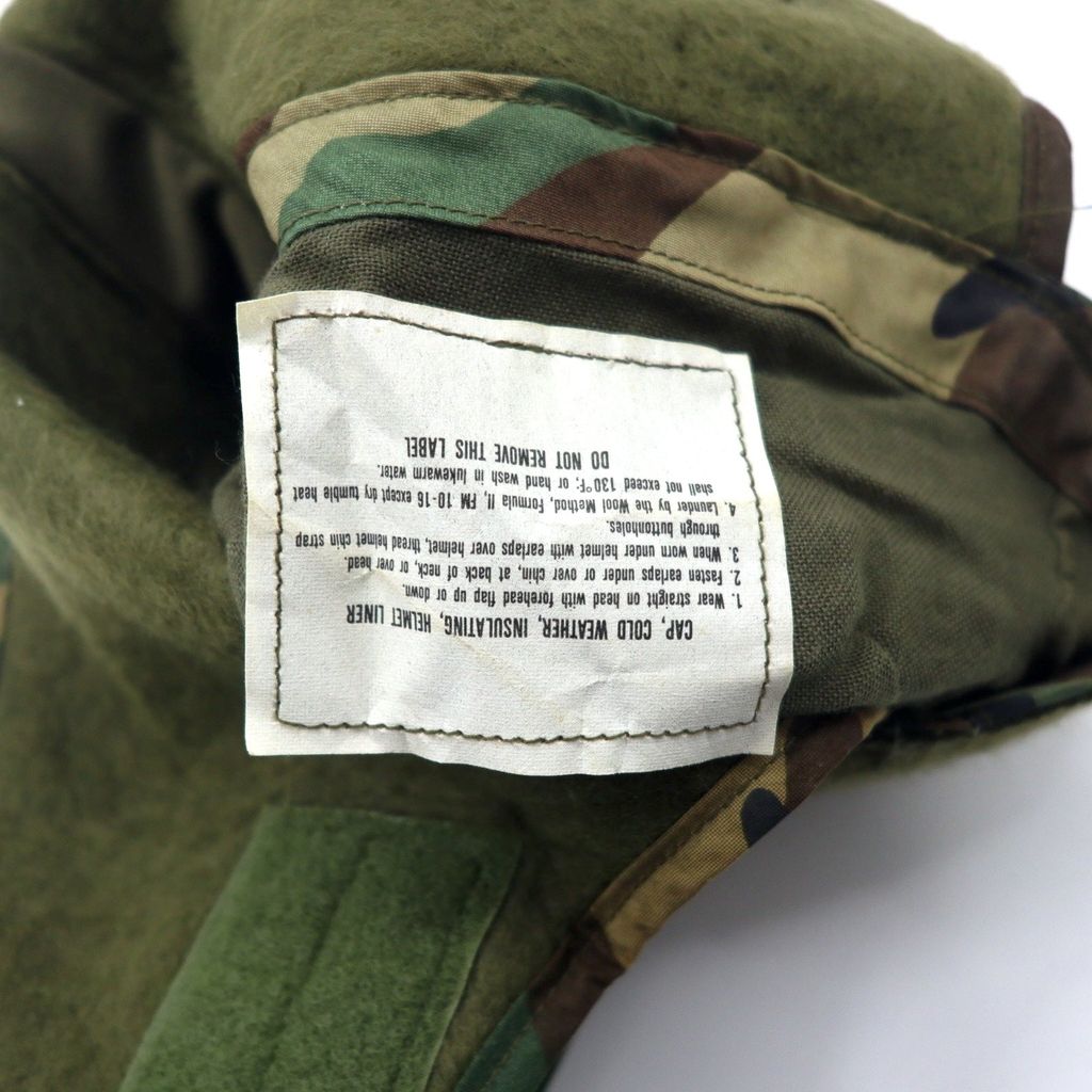 ALPHA INDUSTRIES 80年代 US ARMY 米軍 フライトキャップ ヘルメットライナーキャップ M-65 59.6cm カーキ カモフラ コットン ミリタリー CAP COLD WEATHER INSULATING HELMET LINER WOODLAND CAMOUFLAGE 8415-01-099-7847