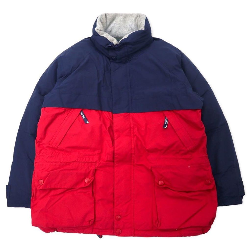 nautica 90's Down Jacket XL Navy Red Bicolor Big Size