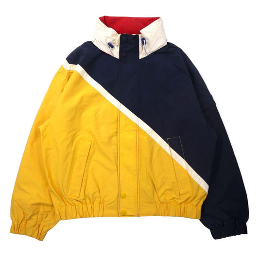 TOMMY HILFIGER 90's Sailing Jacket L Yellow Navy Nylon Hood Storage Type