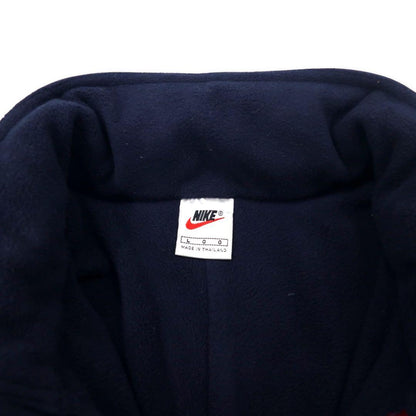 NIKE 90's Fleece Switching Soft Shell Jacket L Navy Swoosh Logo Silver Tag Hood Retractable Big Size
