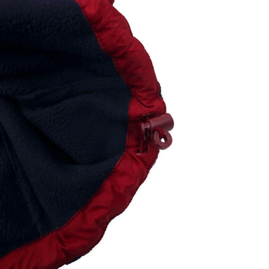 NIKE 90's Fleece Switching Soft Shell Jacket L Navy Swoosh Logo Silver Tag Hood Retractable Big Size