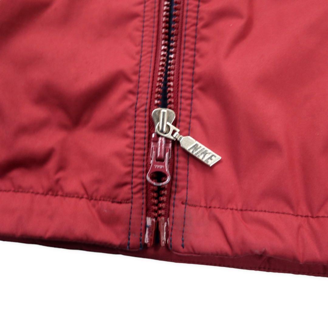 NIKE 90's Fleece Switching Soft Shell Jacket L Navy Swoosh Logo Silver Tag Hood Retractable Big Size