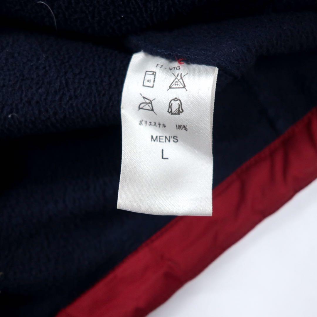 NIKE 90's Fleece Switching Soft Shell Jacket L Navy Swoosh Logo Silver Tag Hood Retractable Big Size