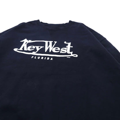 Rag Wear U.S.A. ビッグサイズ プリントスウェット XXL ネイビー コットン BIG COTTON 裏起毛 パキ綿 Key West FLORIDA 前V パキスタン製