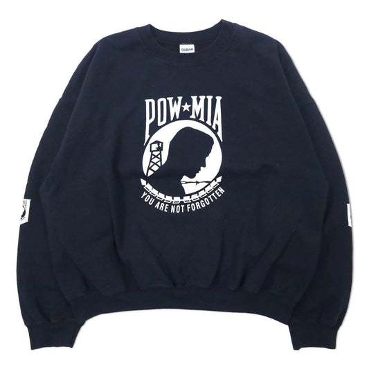 GILDAN プリント スウェット 2XL ブラック コットン 裏起毛 両面プリント POW MIA ベトナム戦争