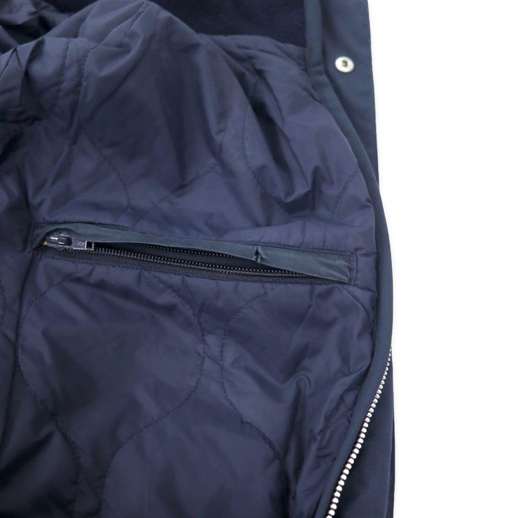 NAUTICA 異素材切り替え オーバーコート XL ネイビー ウール フード収納式 ダブルジップ