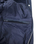 NAUTICA 異素材切り替え オーバーコート XL ネイビー ウール フード収納式 ダブルジップ