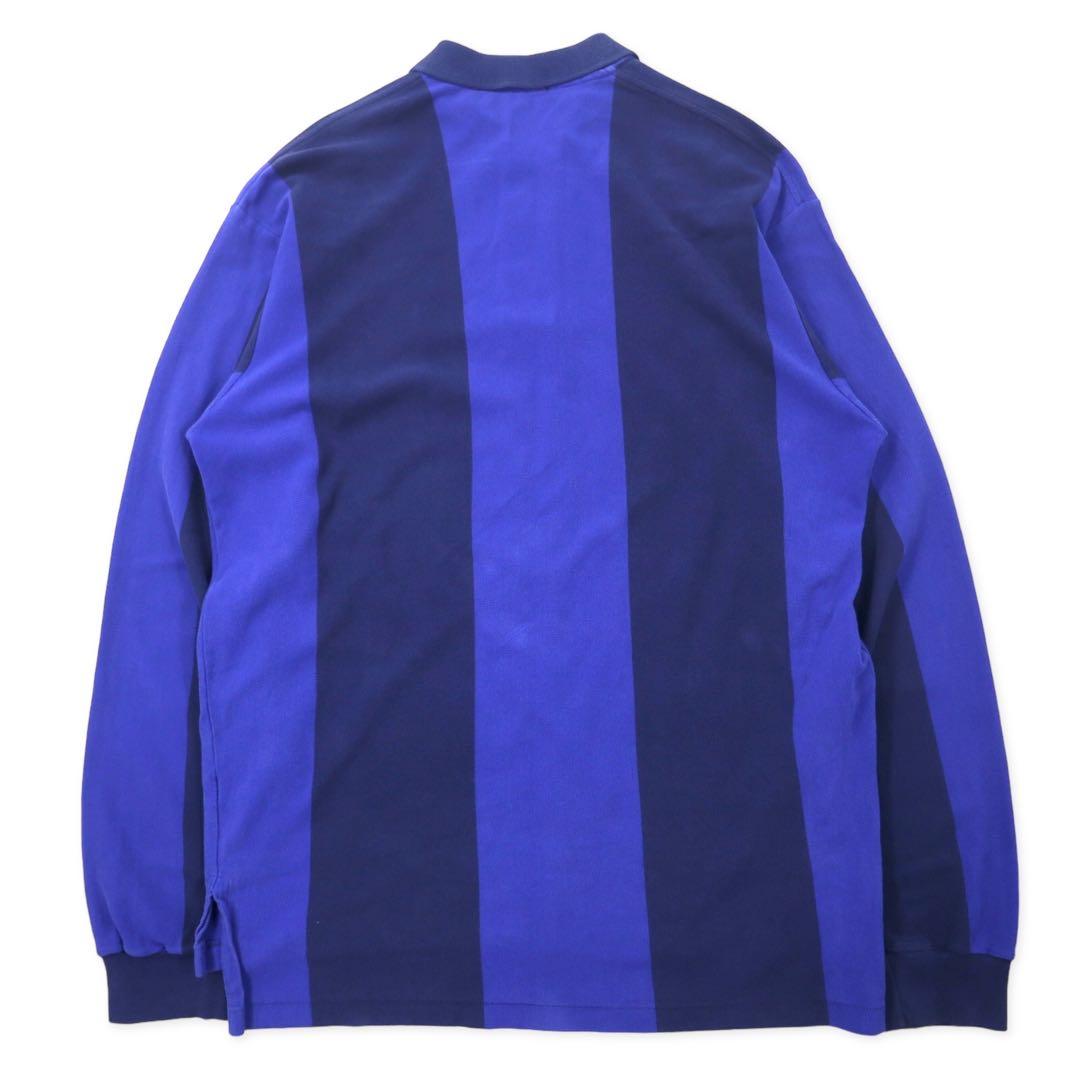 Polo by Ralph Lauren USA long sleeve polo shirt rugby shirt L navy blue striped cotton small pony embroidery big size