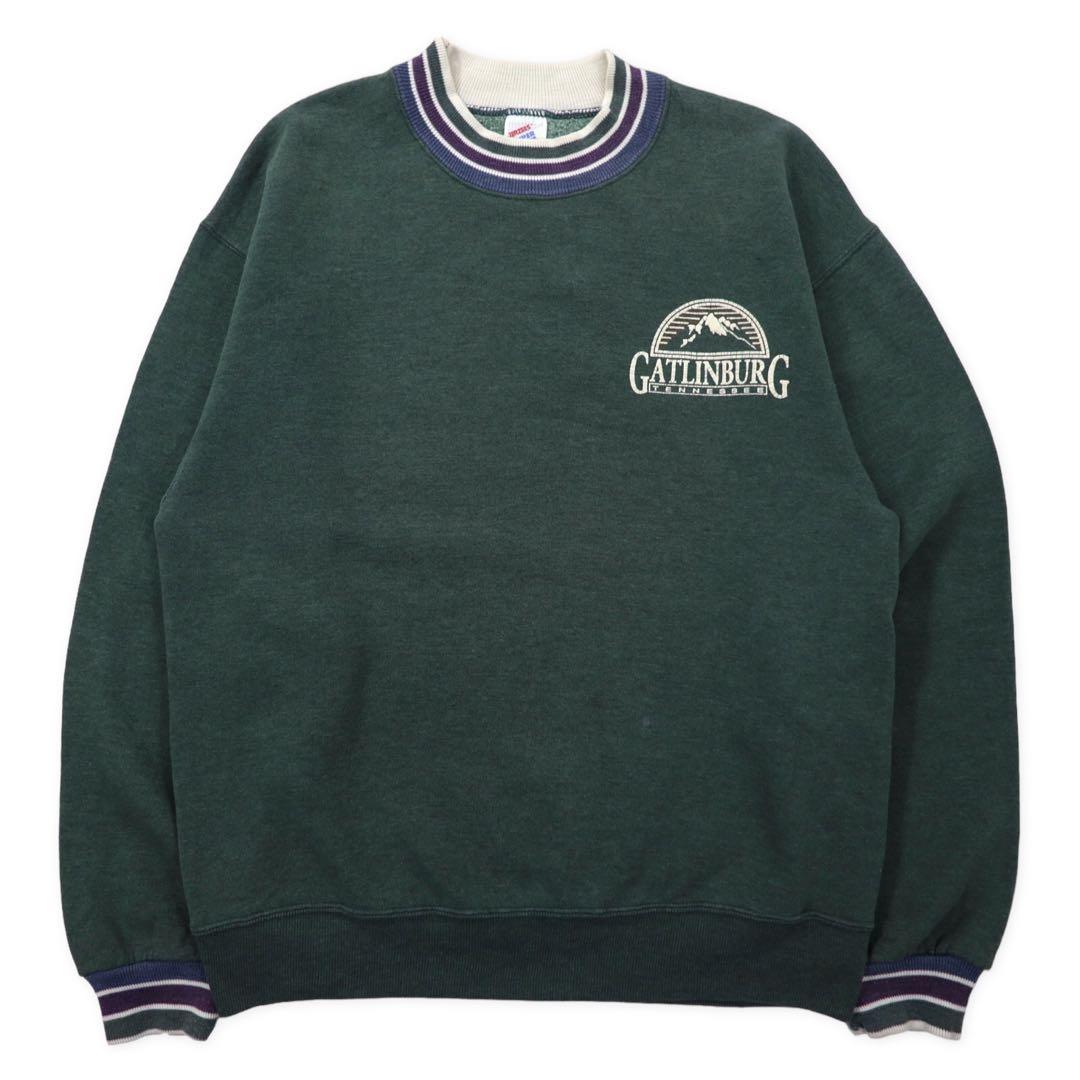 JERZEES Made in USA 90's SUPER SWEATS Rib Line Sweat M Green Cotton GATLINBURG