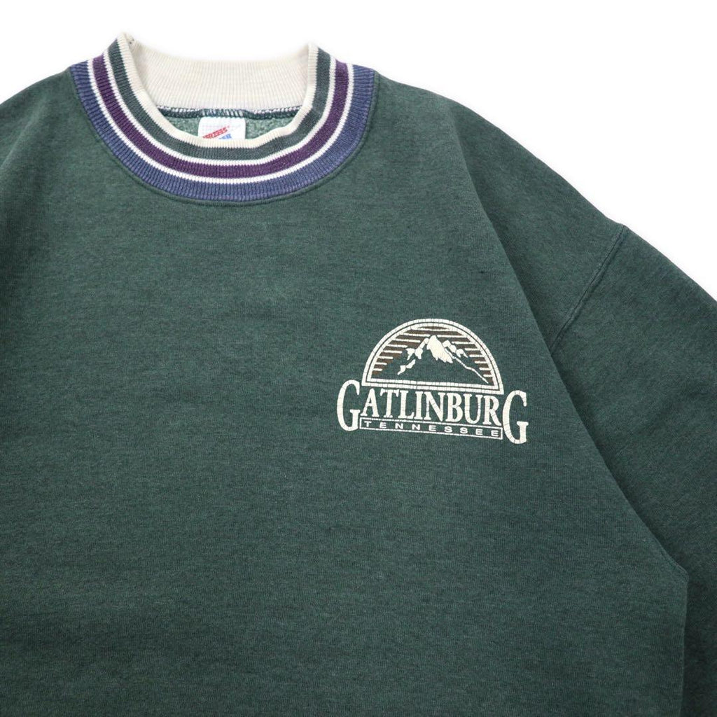JERZEES Made in USA 90's SUPER SWEATS Rib Line Sweat M Green Cotton GATLINBURG
