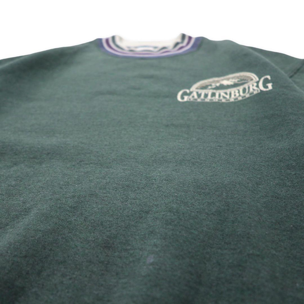JERZEES Made in USA 90's SUPER SWEATS Rib Line Sweat M Green Cotton GATLINBURG