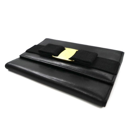 Salvatore Ferragamo 財布 ショルダーストラップ付属 ブラック レザー 22 5619 ヴァラリボン イタリア製