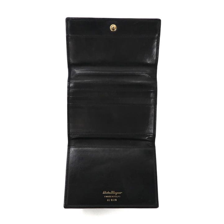 Salvatore Ferragamo 財布 ショルダーストラップ付属 ブラック レザー 22 5619 ヴァラリボン イタリア製