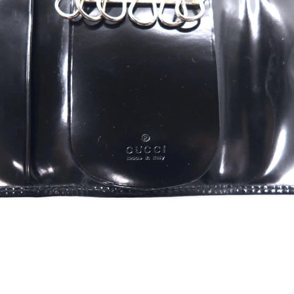 GUCCI 6 key case black enamel leather 033 000416 0808 Made in Italy