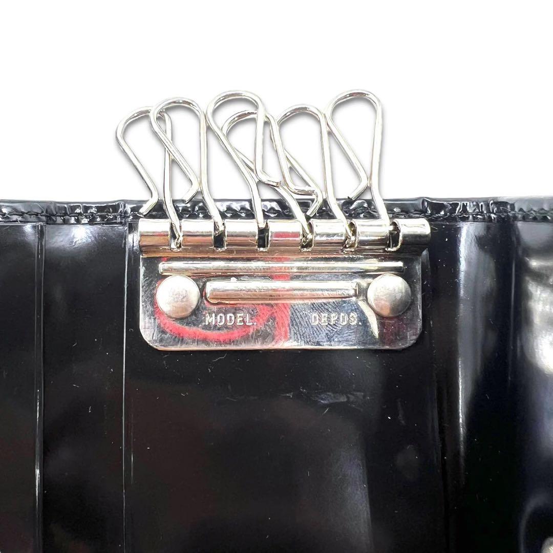 GUCCI 6 key case black enamel leather 033 000416 0808 Made in Italy