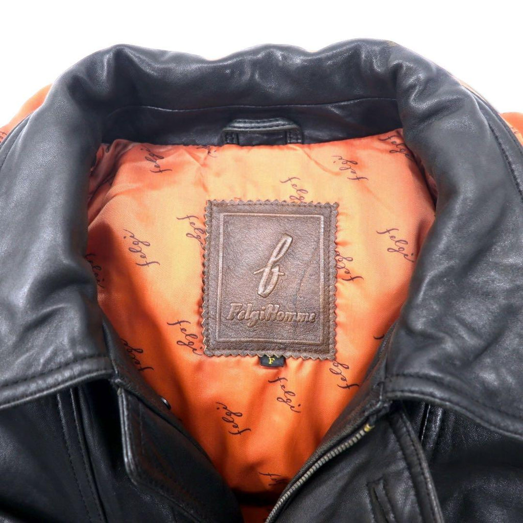 Felgi Homme ラムレザー モッズコート FREE ブラック 羊革 フード着脱式