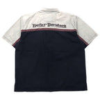 HARLEY DAVIDSON 半袖 ワークシャツ XL ブラック コットン ロゴ刺繍