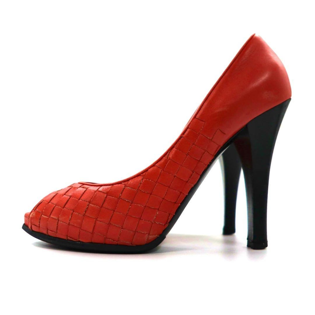 BOTTEGA VENETA High Heels Sandals 24cm Leather Crochet Intrecciato Made in Italy