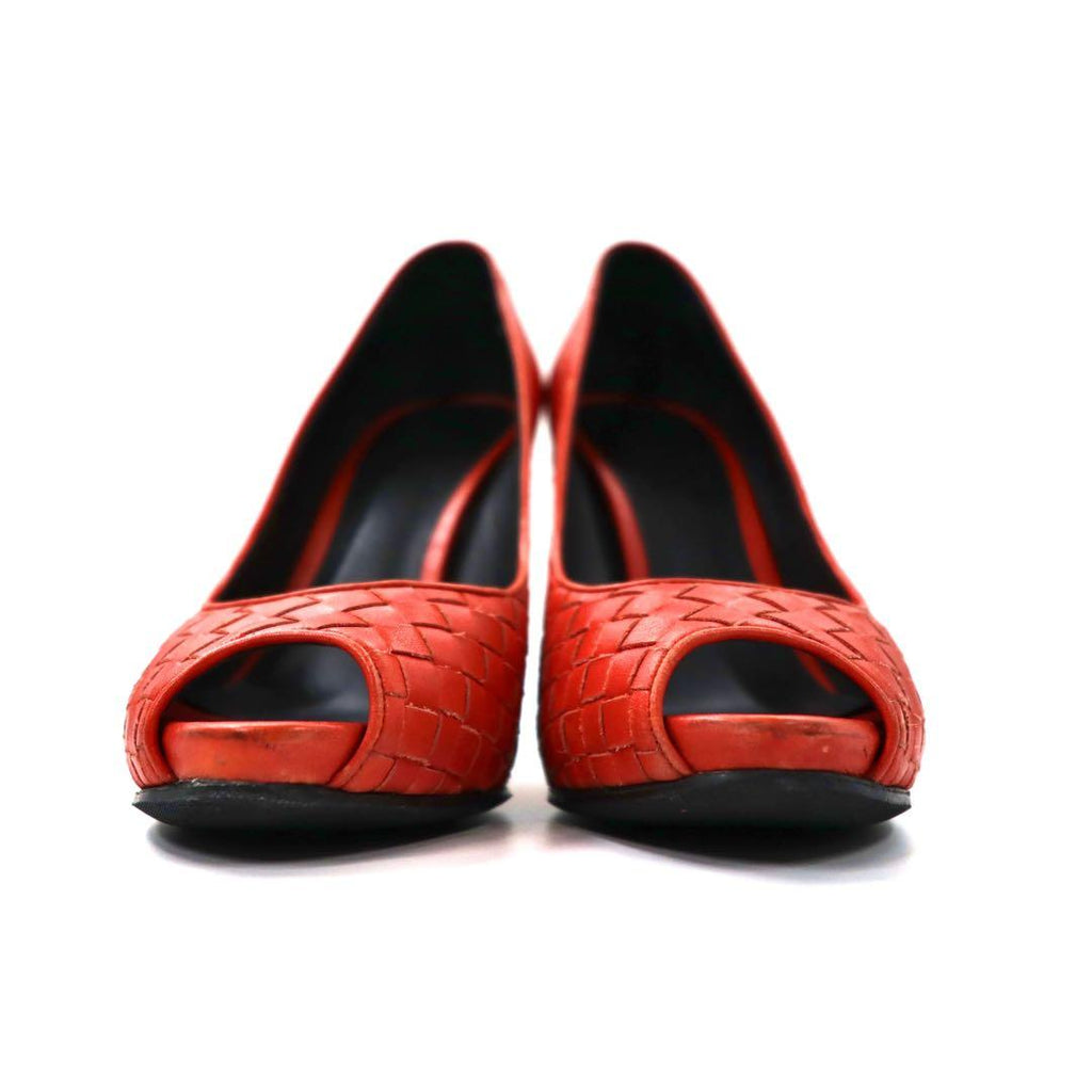 BOTTEGA VENETA High Heels Sandals 24cm Leather Crochet Intrecciato Made in Italy