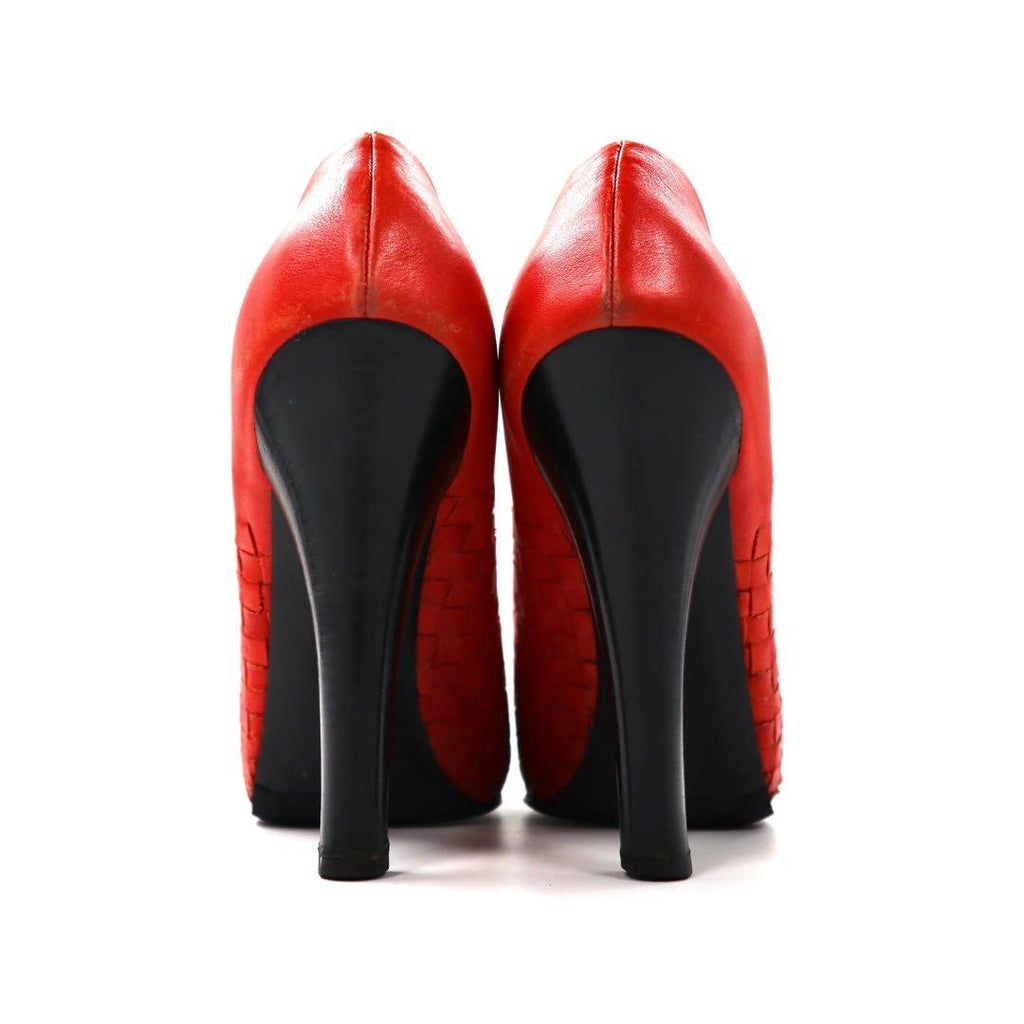 BOTTEGA VENETA High Heels Sandals 24cm Leather Crochet Intrecciato Made in Italy