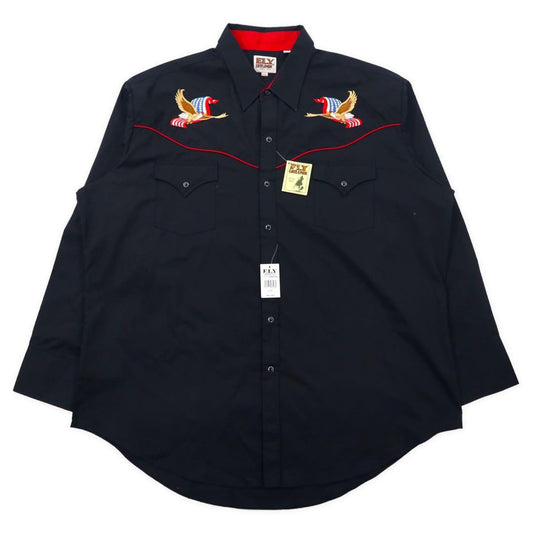 ELY CATTLEMAN 70年代 ウエスタンシャツ XXL ブラック コットン スーベニア 刺繍 デッドストック 未使用品