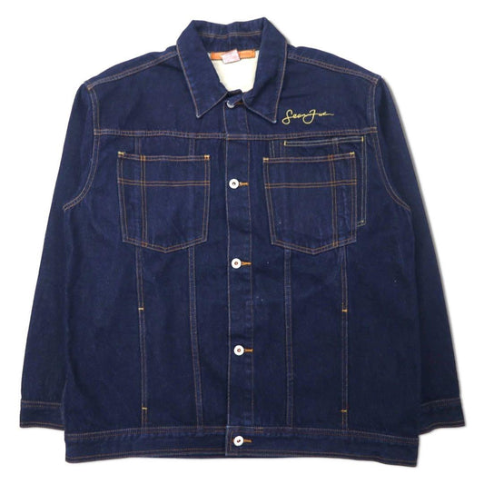 Sean John 00年代 デニムジャケット Gジャン XL ブルー 濃紺 ワンポイントロゴ刺繍 ビッグサイズ