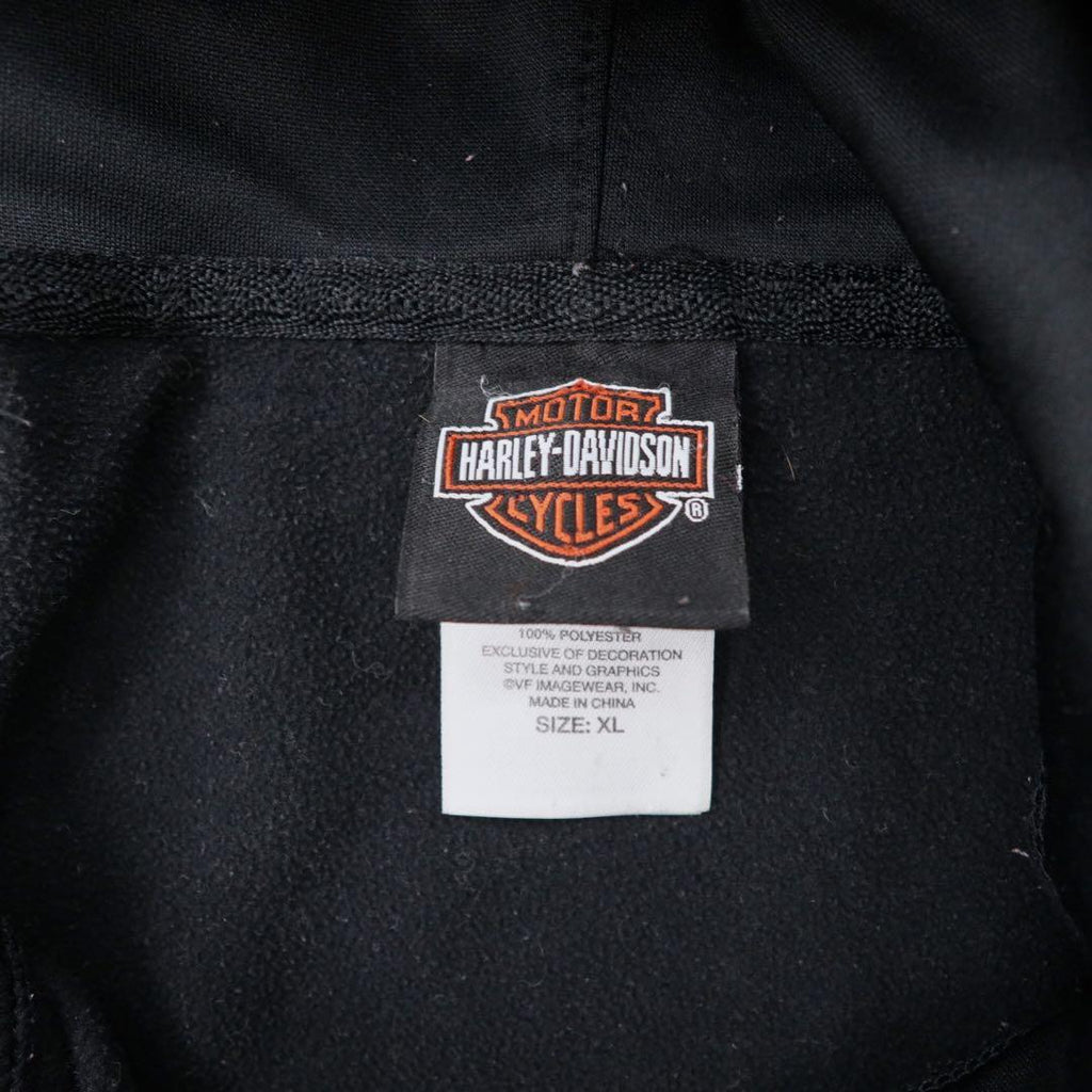 HARLEY DAVIDSON Logo Print Pullover Parka XL Black Mesh Switching Punching Big Size