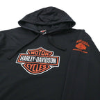 HARLEY DAVIDSON Logo Print Pullover Parka XL Black Mesh Switching Punching Big Size