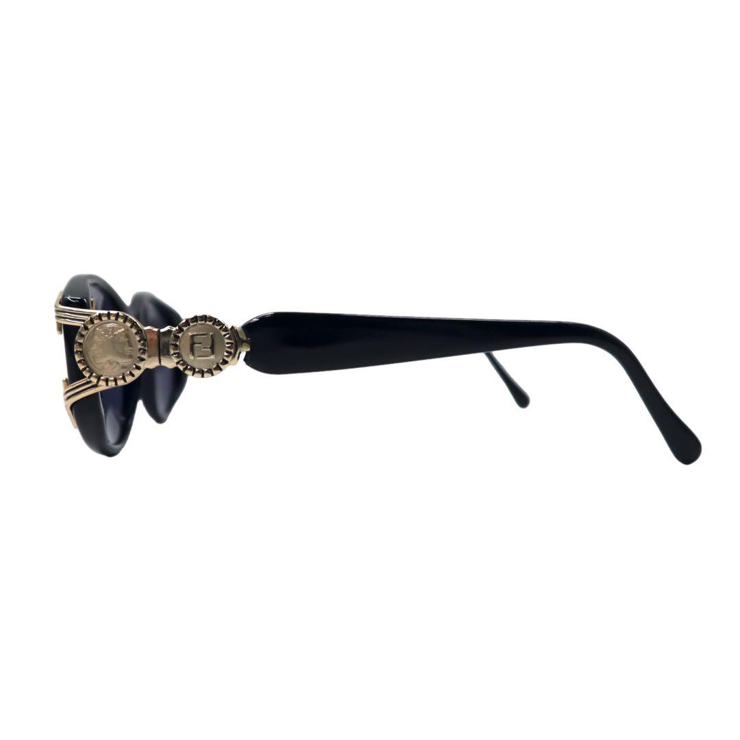 FENDI Cell Frame Sunglasses Black Gold Side Logo Coin FS 138 EBONY 130 Old Made in Italy