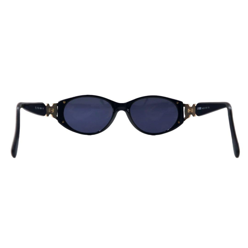 FENDI Cell Frame Sunglasses Black Gold Side Logo Coin FS 138 EBONY 130 Old Made in Italy