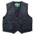 THE RU-MOURS INTERNATIONAL Leather Hunting Vest XXL Black Cowhide Multi-Pocket Zip Up