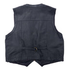 THE RU-MOURS INTERNATIONAL Leather Hunting Vest XXL Black Cowhide Multi-Pocket Zip Up